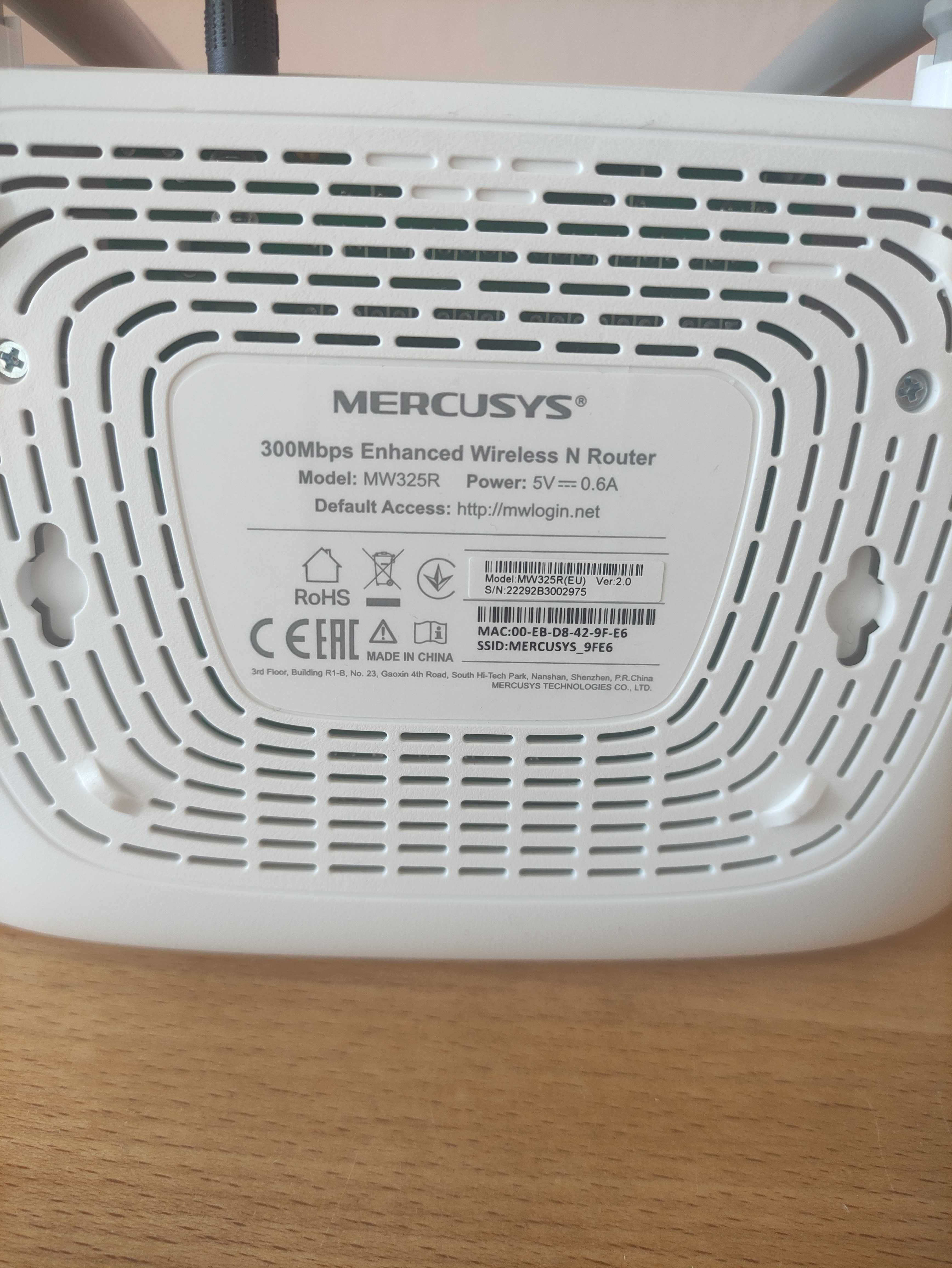Router Mercusys MW325R 802.11n (Wi-Fi 4), 802.11g, 802.11b