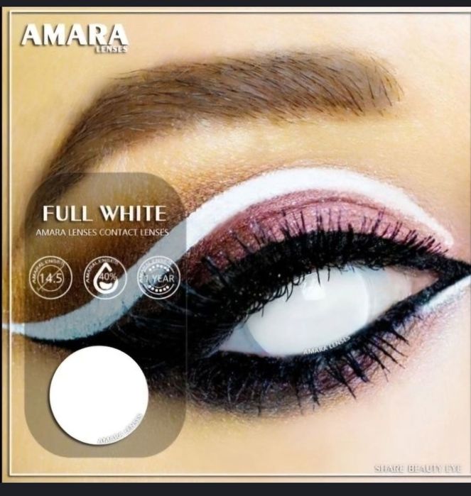 Full white cale biale soczewki Halloween