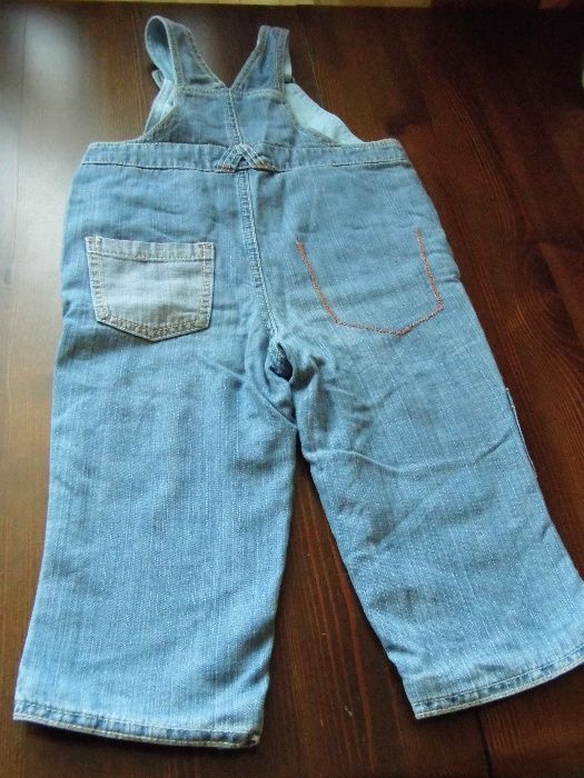 Spodnie jeansowe na szelki, ogrodniczki 9-12m-cy (80 cm)