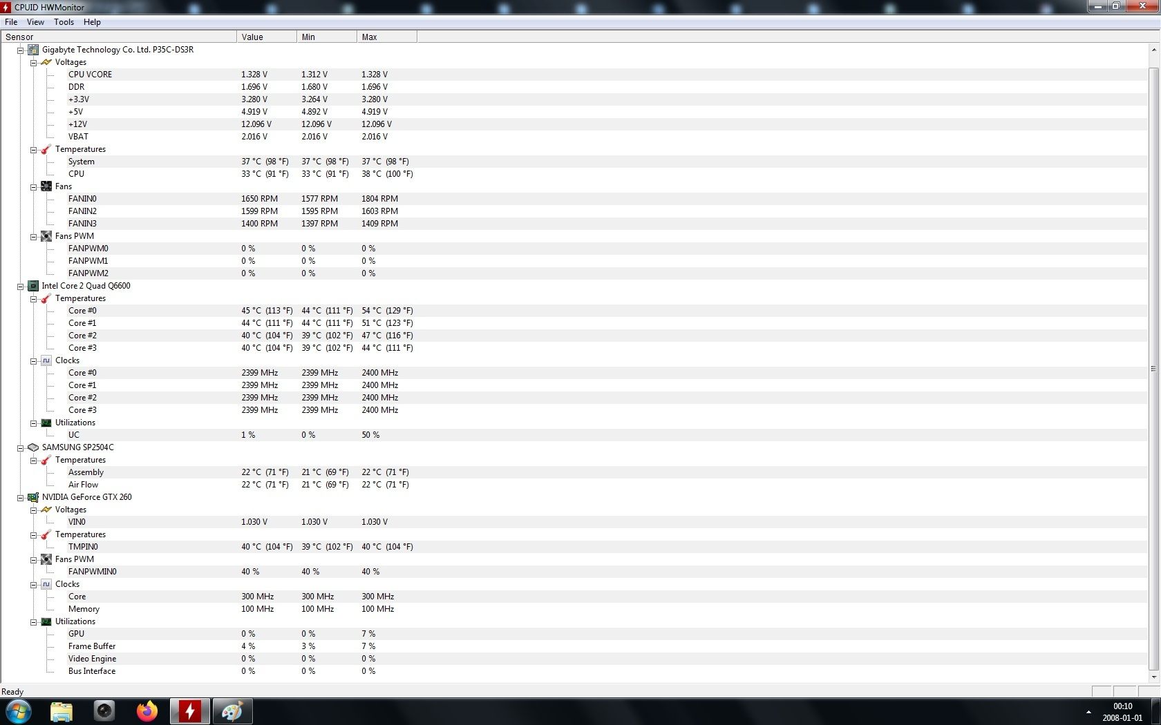 Gigabyte P35C-DS3R + C2Q Q6600 + 2x wentylator + okablowanie