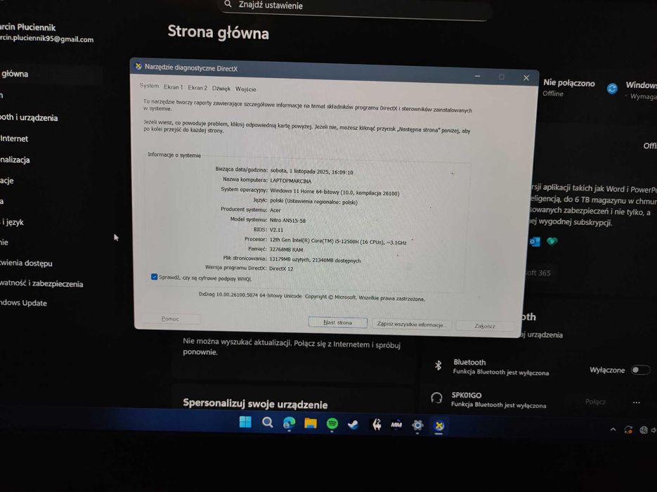 Laptop Gamingowy ACER Nitro 5 AN515-58 i512500H 32GB RTX3060 1.5TB SSD