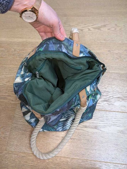 Tatuum - płócienna torba w zielono-niebieskie liście