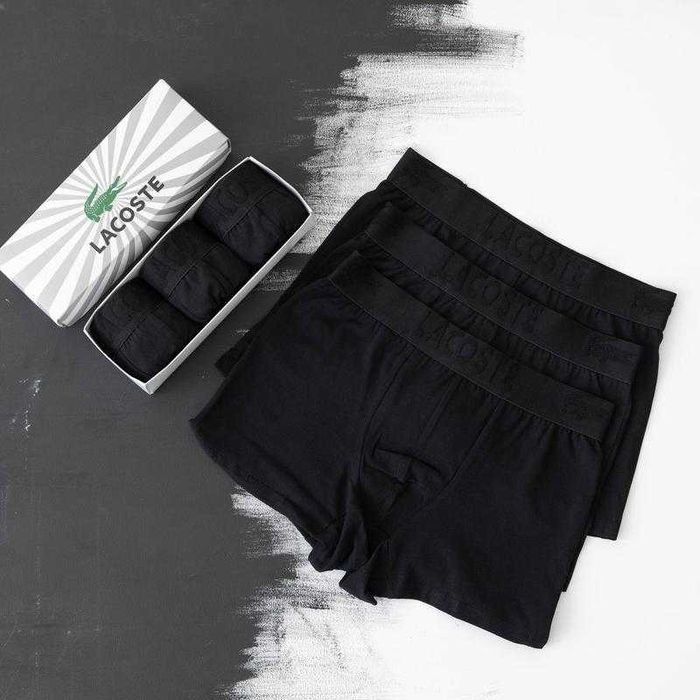 Чоловічі труси Lacoste 3D. Мужские боксеры Лакост, хлопок