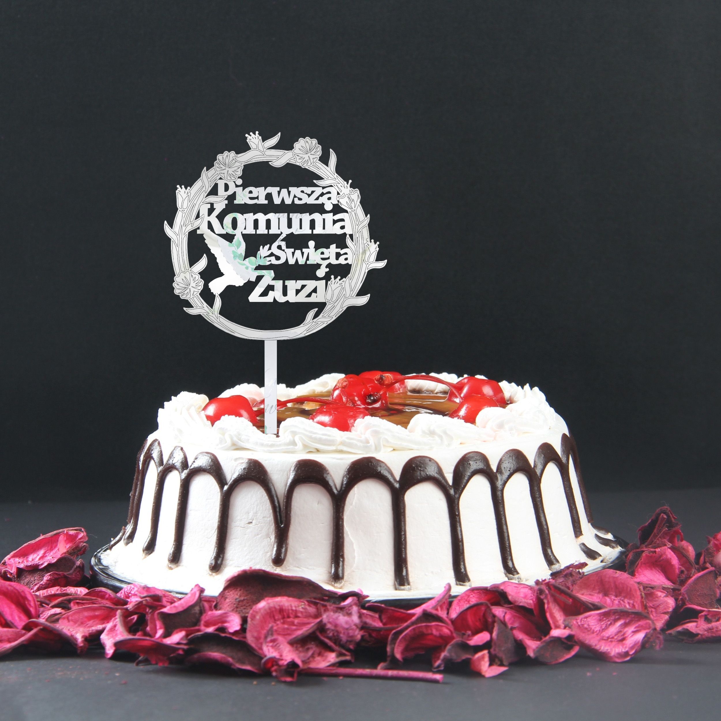 Topper na tort komunijny PERSONALIZOWANY  I Komunia Św