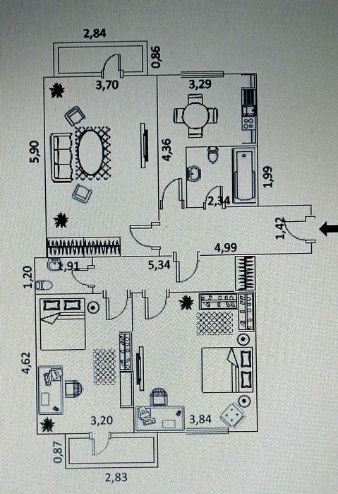 Трикімнатна квартира