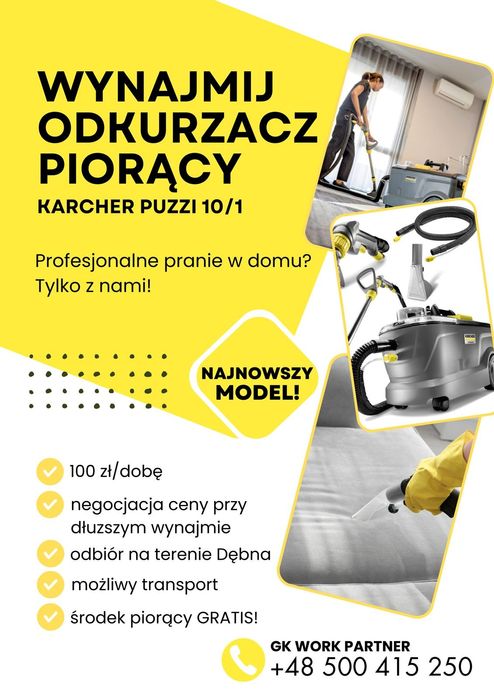 Wynajem odkurzaczy piorących Kärcher Puzzi 10/1