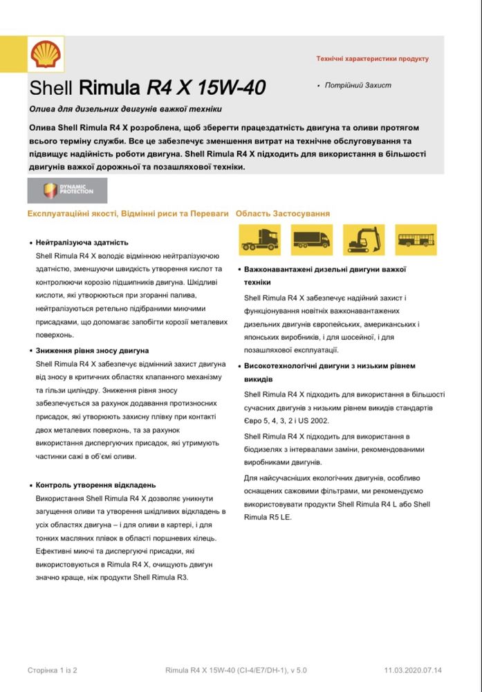 Моторна олива (масло) на розлив Shell Rimula R4 X 15W-40
