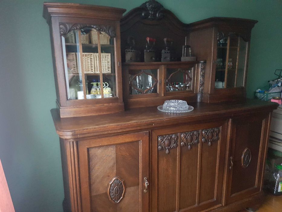 kredens dębowy, przedwojenny, antyk