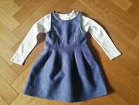 Sukienka elegancka r.92  szary granatowy Reserved  biale body
