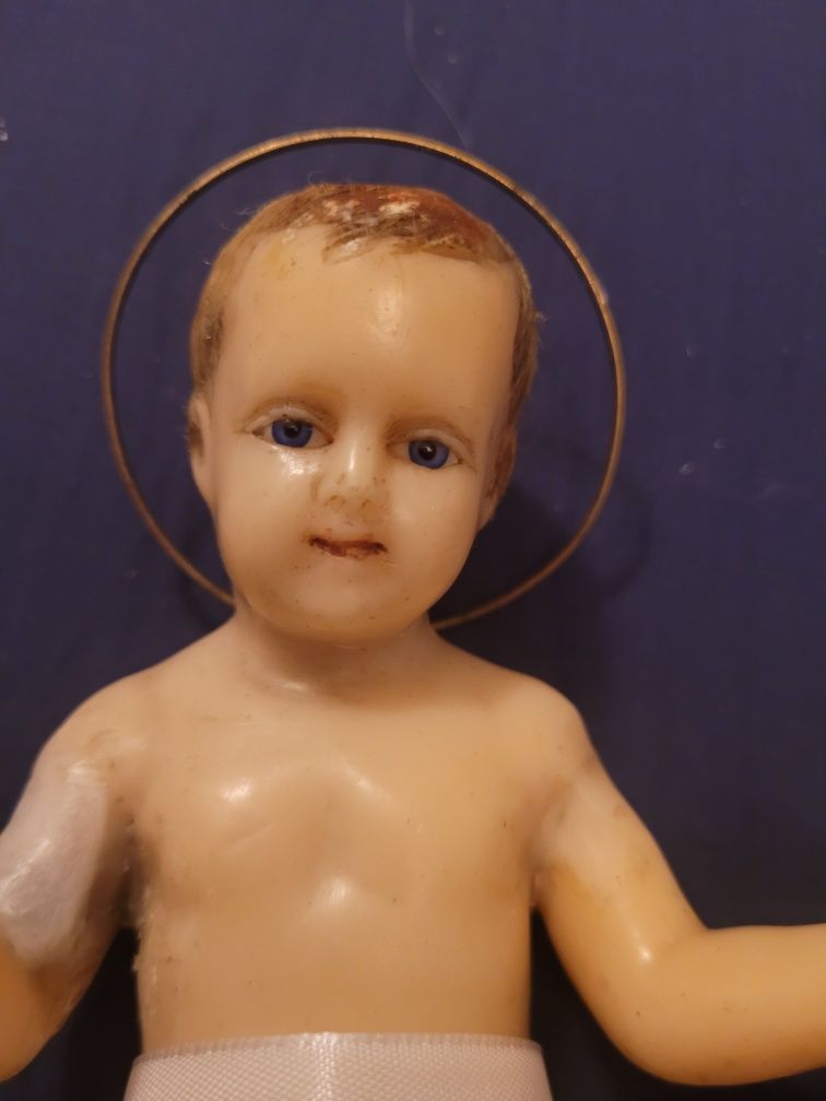 Rezerwacja! Stara figurka woskowa Jezusek do szopki