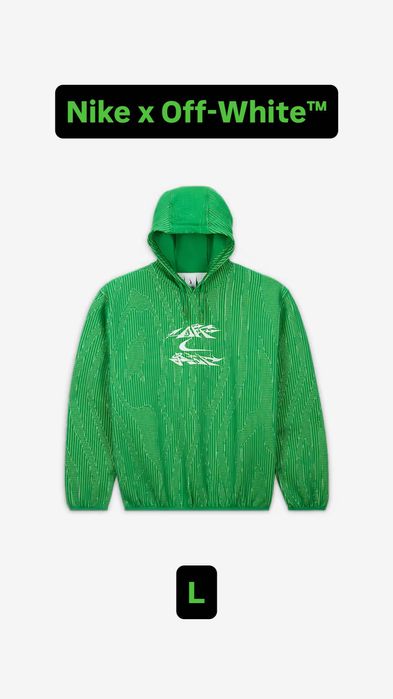 Новая кофта  худи Nike x Off-White ( найк hoodie green ) c америки L