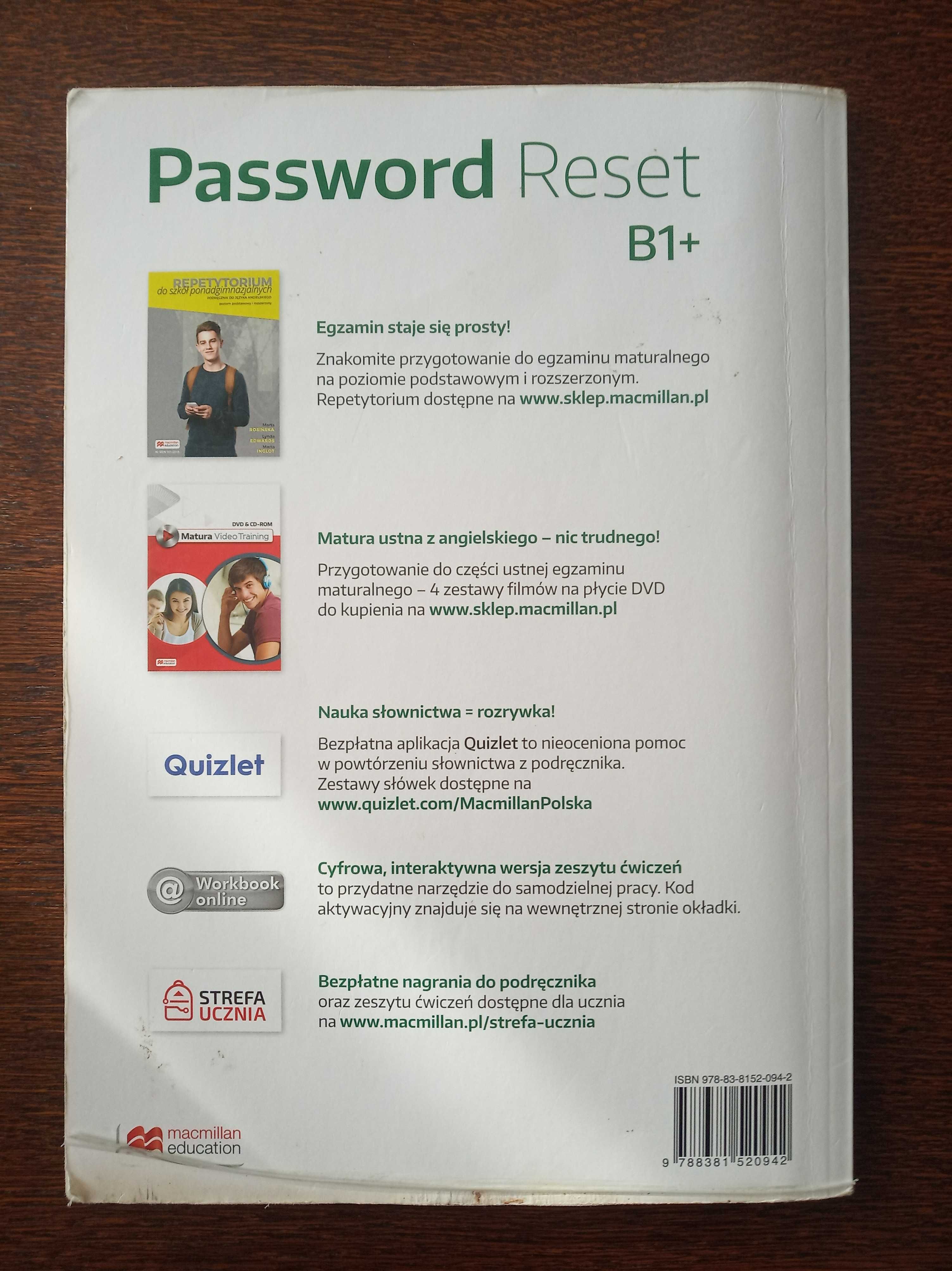 Ćwiczenia Password Reset B1+ Workbook Macmillan częściowo uzupełnione