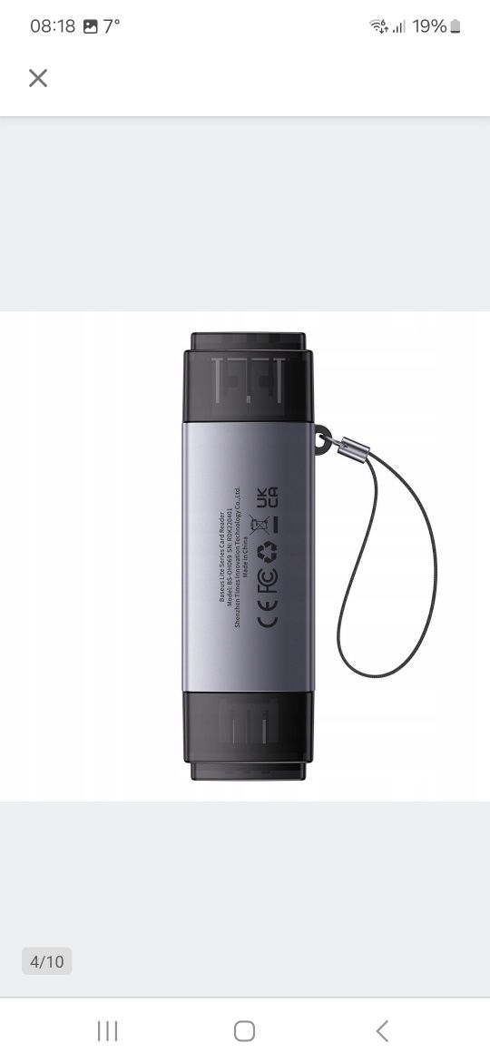 Czytnik kart pamięci Baseus microSD SD TF USB 3.0 USB-C TYP-C