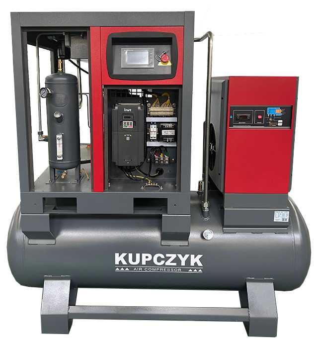 Kompresor śrubowy 1500 l/min 11 KW Falownik Osuszacz Filtry Kupczyk