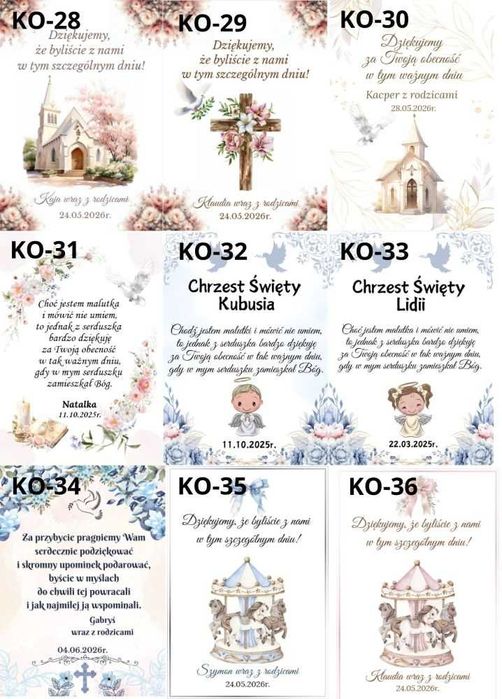 Breloczek aniołek Komunia Święta na Chrzest Podziękowanie dla gości