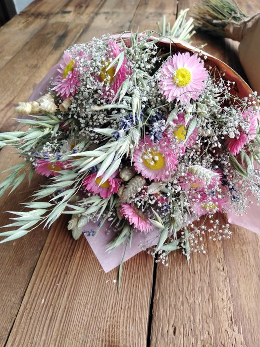 Bukiet z suszonych kwiatów, suche kwiaty, prezent