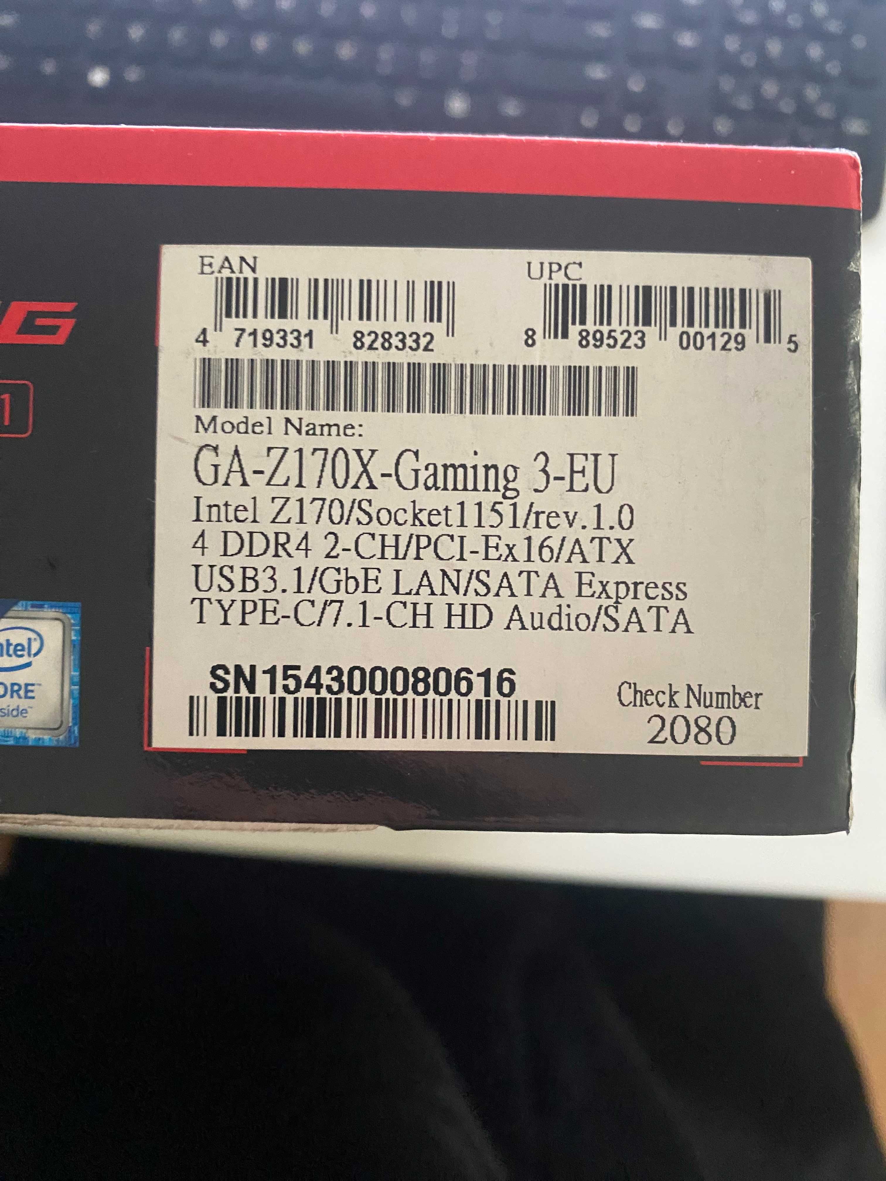GIGABYTE Z170X gaming 3, i5 6400, gtx 1070, ddr4