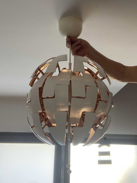 Candeeiro suspenso, branco e cor de cobre, 35 cm