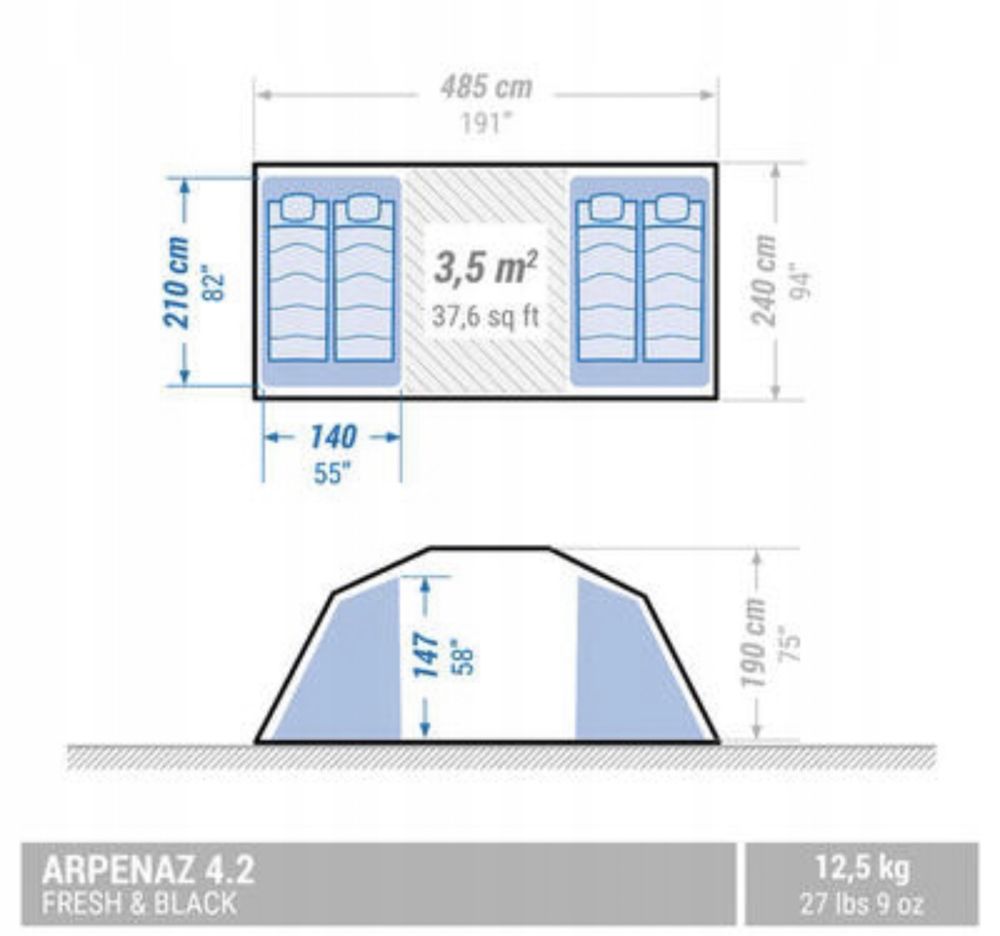 Намет кемпінговий Arpenaz 4.2 F&B.Палатка