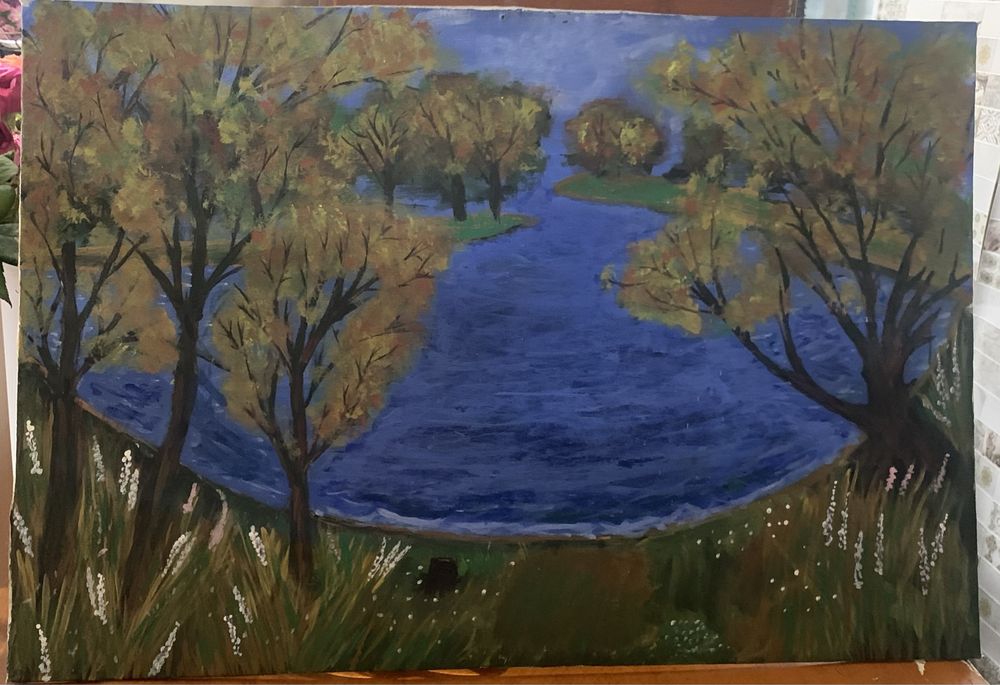 Картина «озеро в лісі»