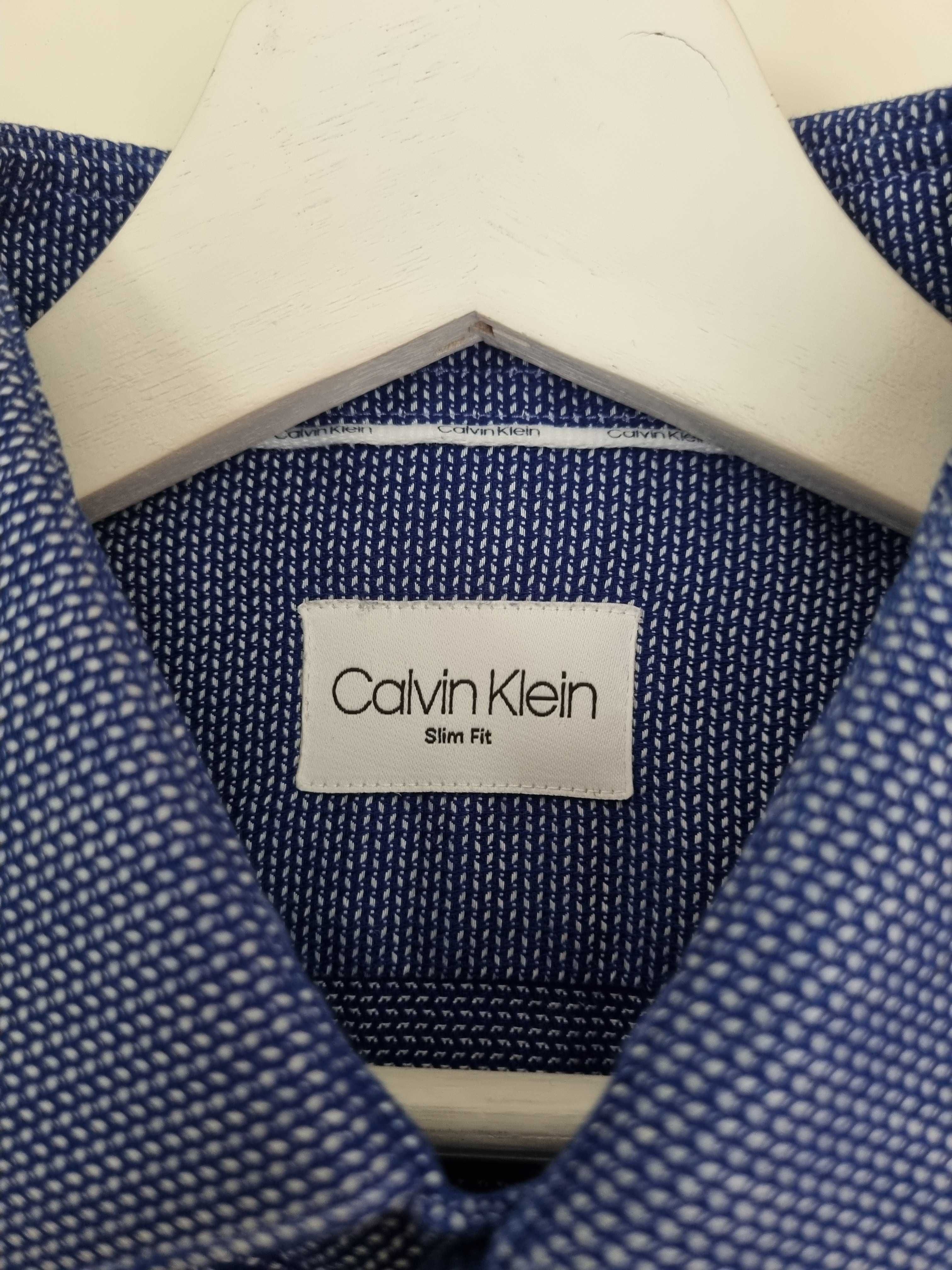 Niebieska bawełniana koszula z długim rękawem 41/16 Calvin Klein