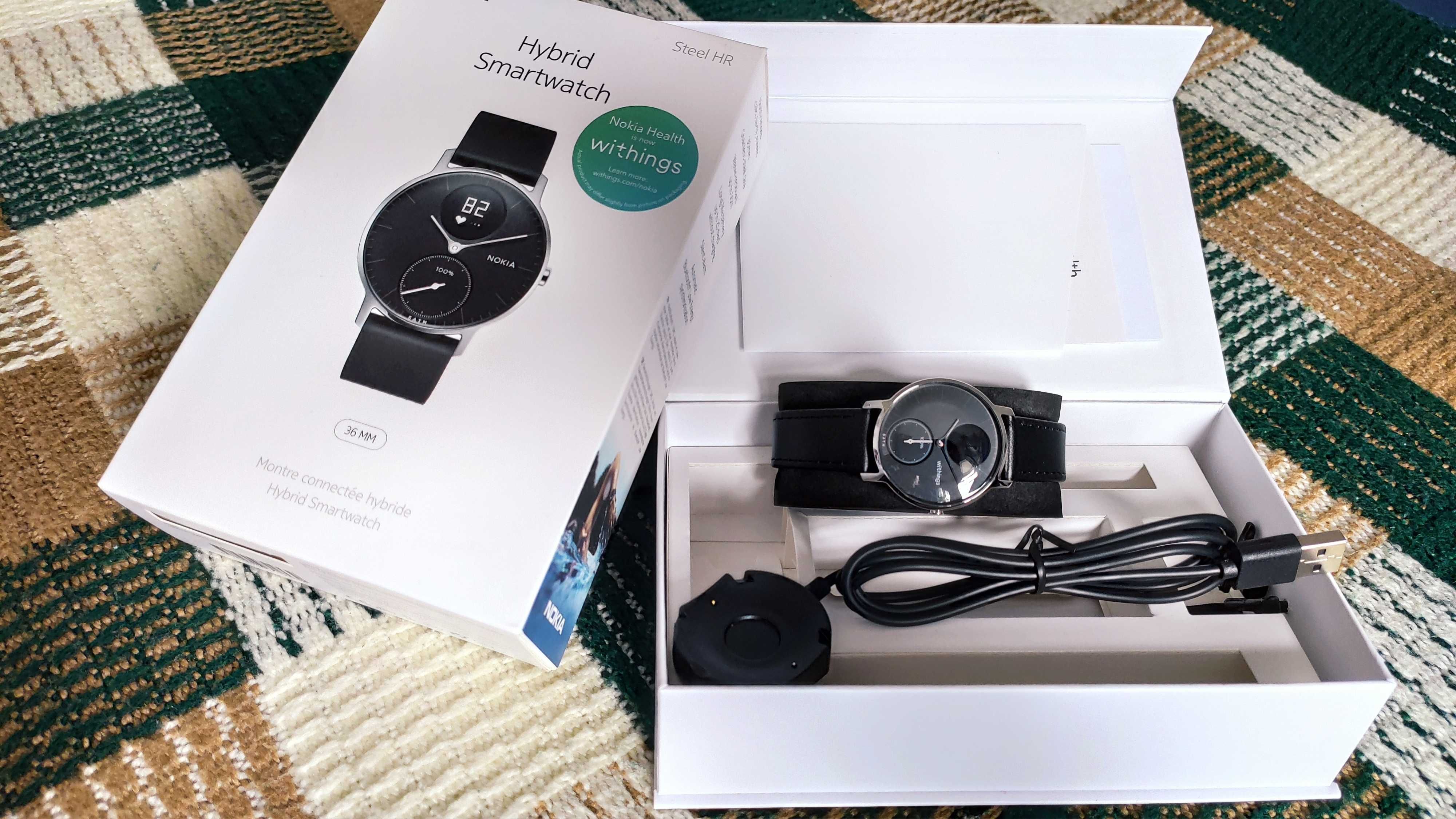 Smartwatch hybrydowy - Withings Steel HR 36mm czarny/regular/classic