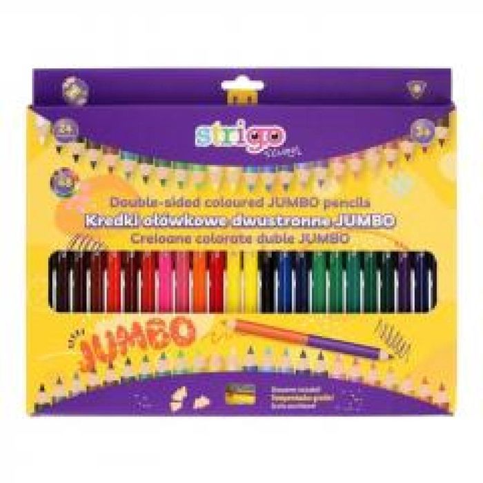 Kredki ołówkowe trójkątne Jumbo 24szt STRIGO Strigo blister,