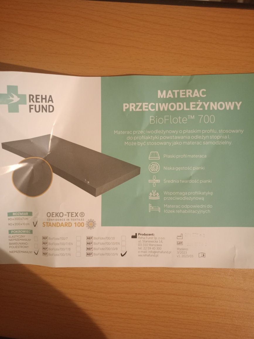 Materac przeciwodleżynowy