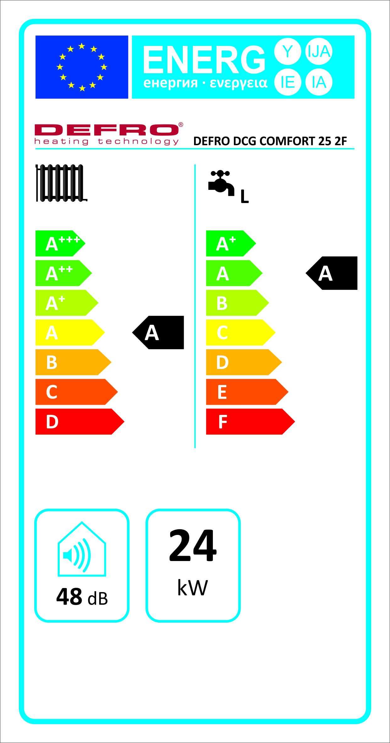 Kocioł, piec gazowy DEFRO DCG COMFORT 25 1-F | 2-F (2,5-24 kW)