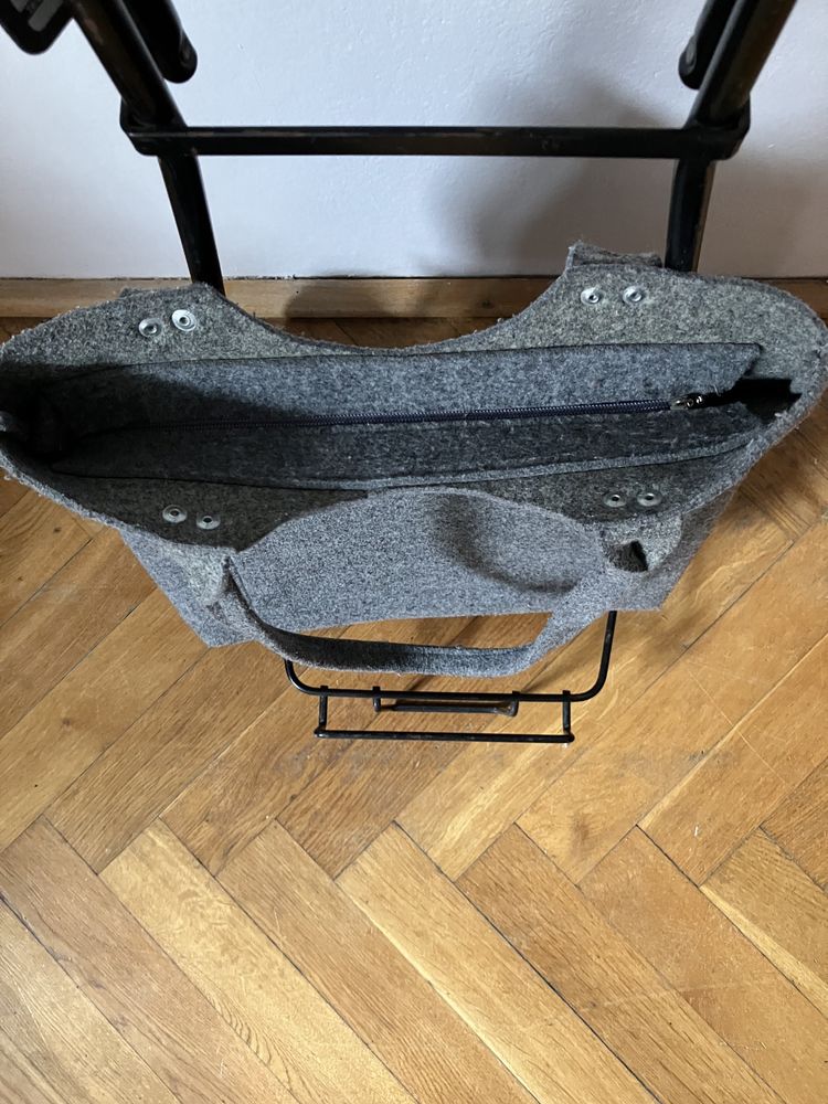 Torba filcowa szara na ramię,zamek