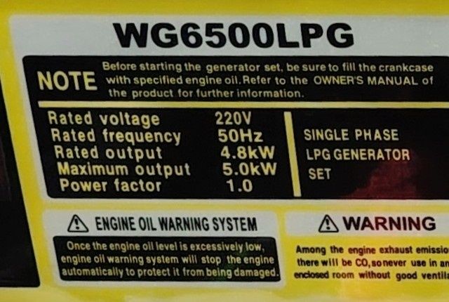 Генератор газовый пропан/метан WG6500Lpg
