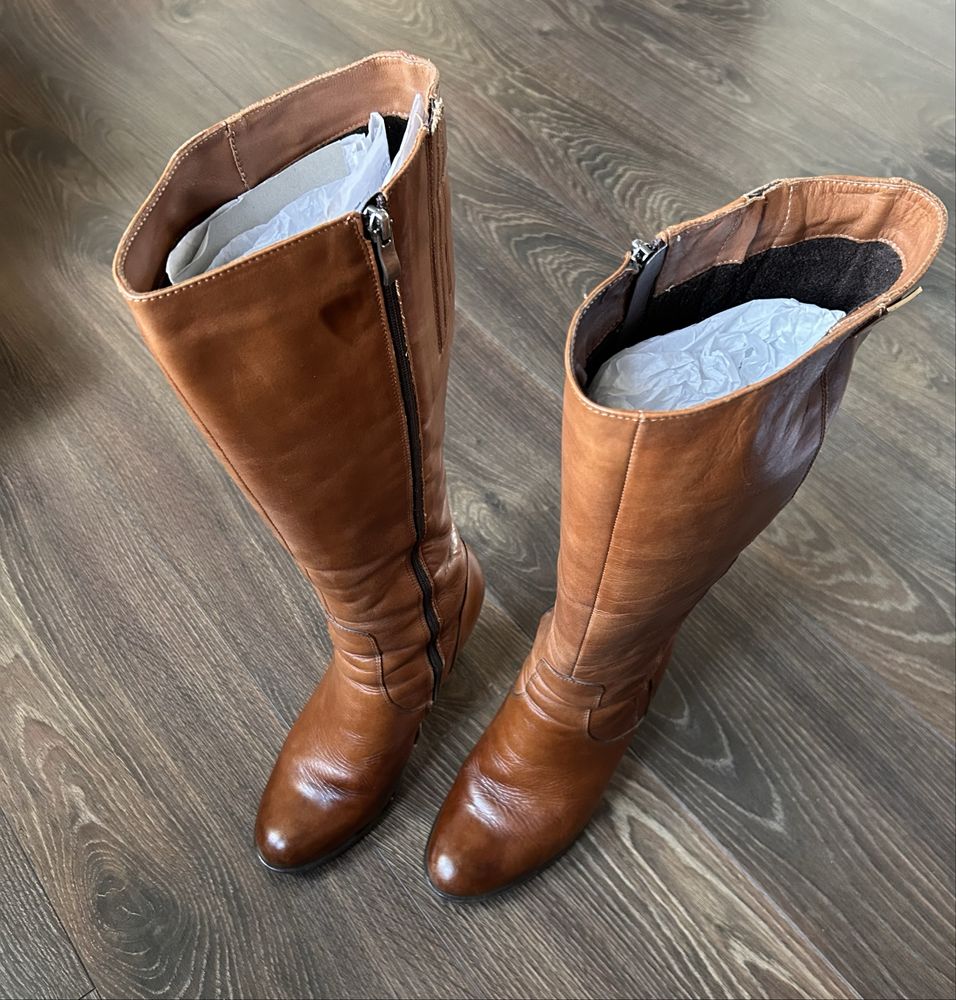 Brązowe wysokie kozaki Gina Piacci r. 39 skóra naturalna kolor rudy