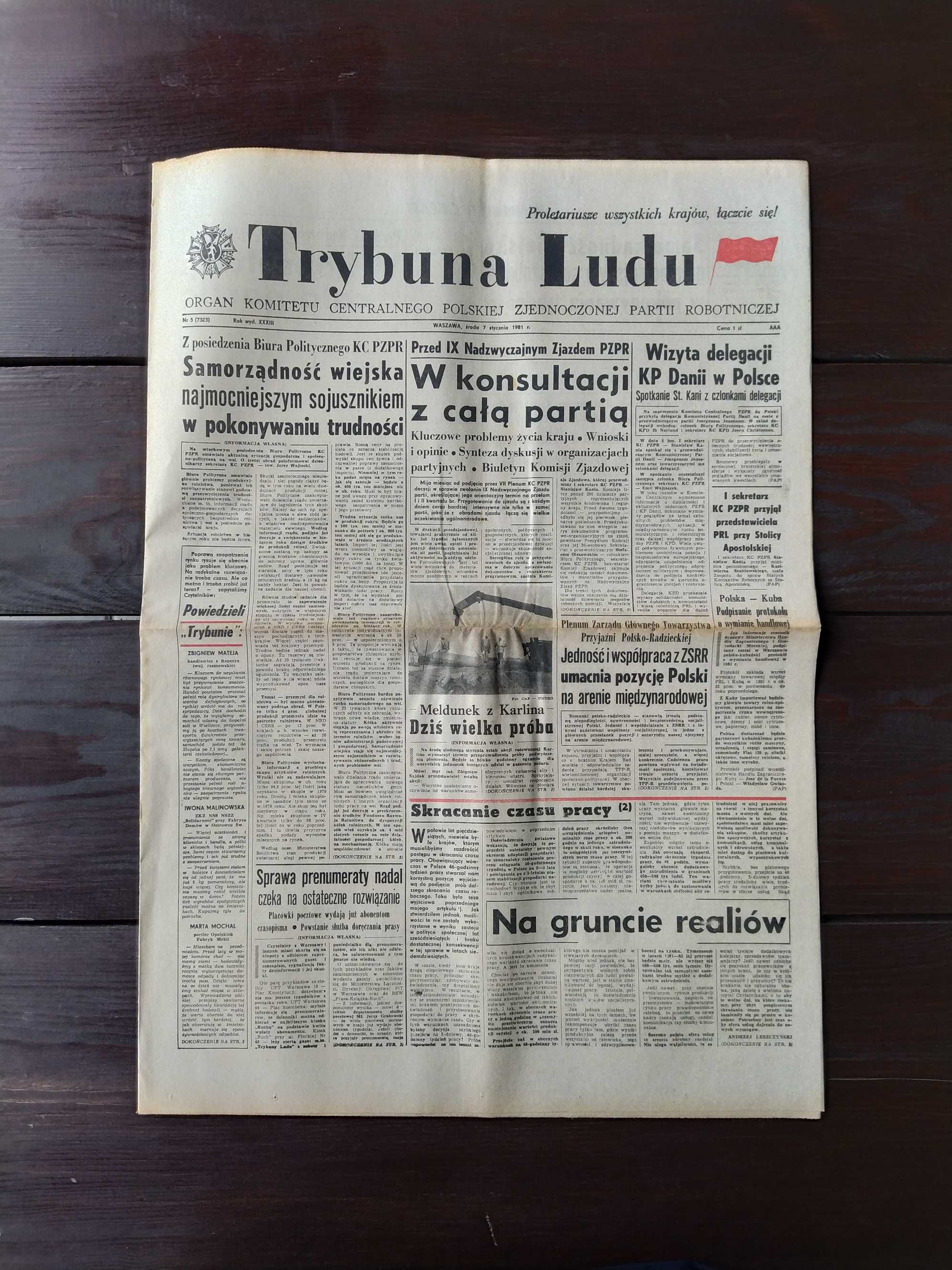 Gazeta TRYBUNA LUDU Nr 5 (7323), 7 I 1981r. PRL