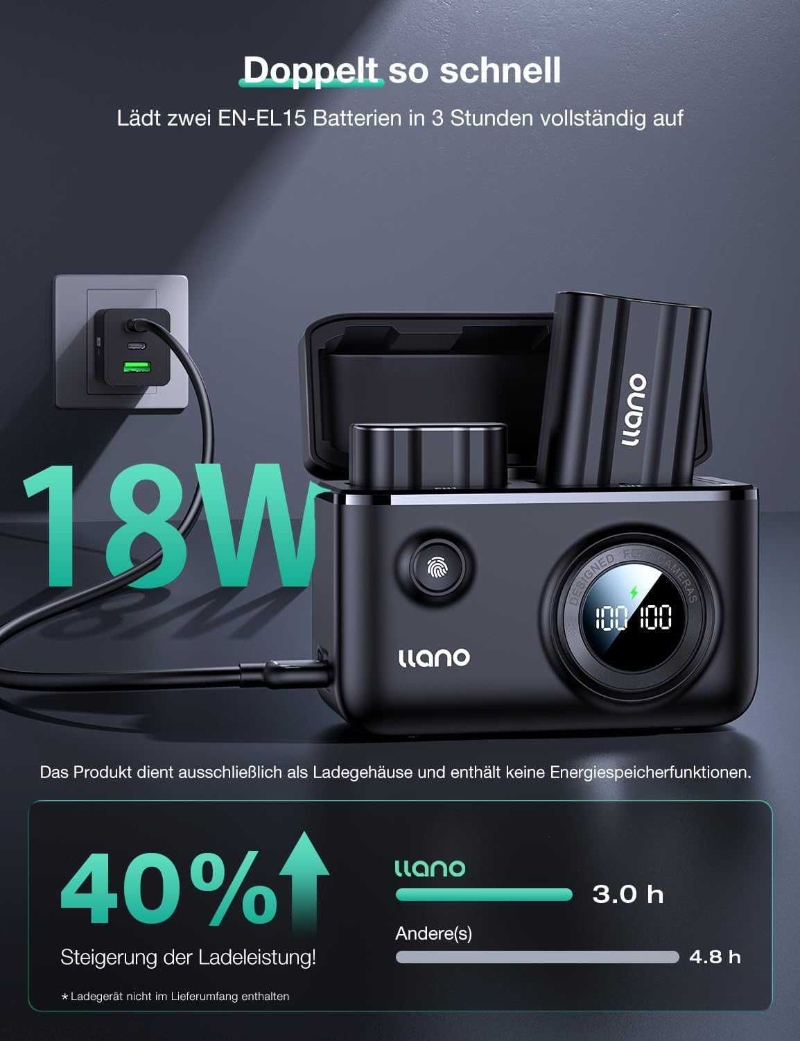 Ładowarka + 2 akumulatory 2400mAh EN-EL15c/a/b do Nikon Zf Z5 Z8 D7500