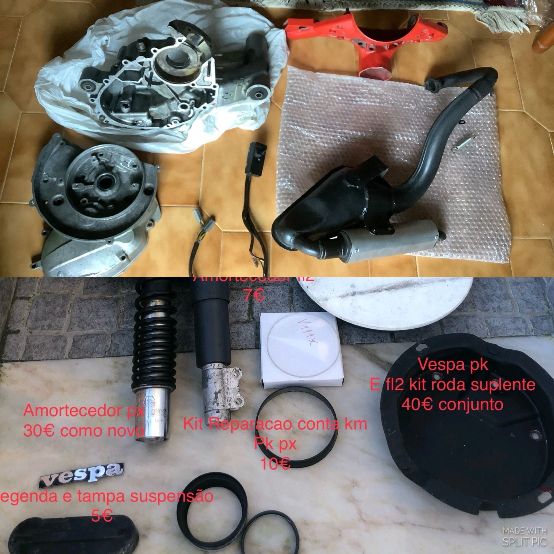 vespa pk fl2 carters 125cc cabeçote kit conta km amortecedor