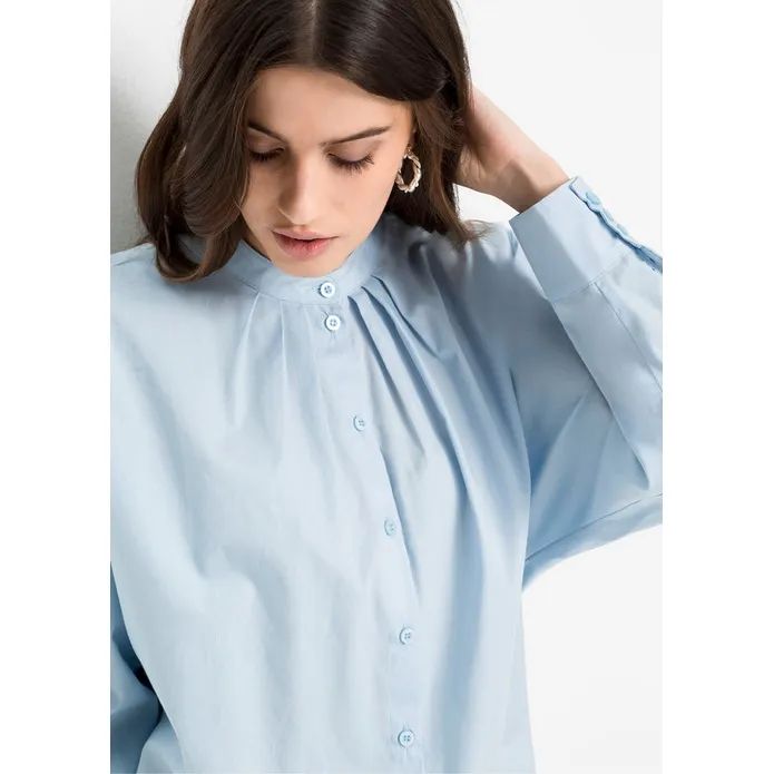 Bonprix Błękitna Koszula Oversize na Guziki Długi Rękaw 36