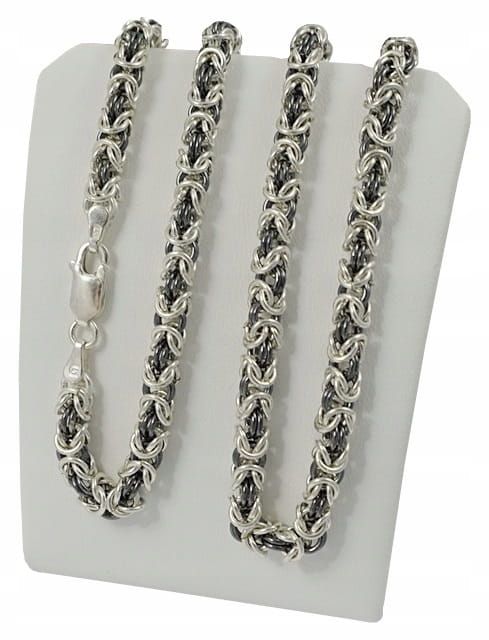 Srebrny Łańcuszek Splot Królewski 4,50 mm Oksydowany pr 925 Grawer