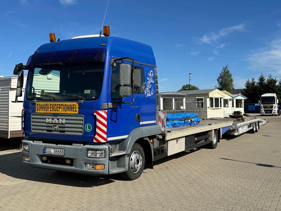 MAN TGL 12.240  Man TGL 12.240 PLATFORMA Autolaweta + Przyczepa Autolaweta