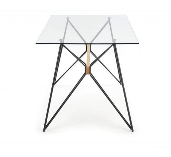 Stół do jadalni salonu blat szklany loft drewno