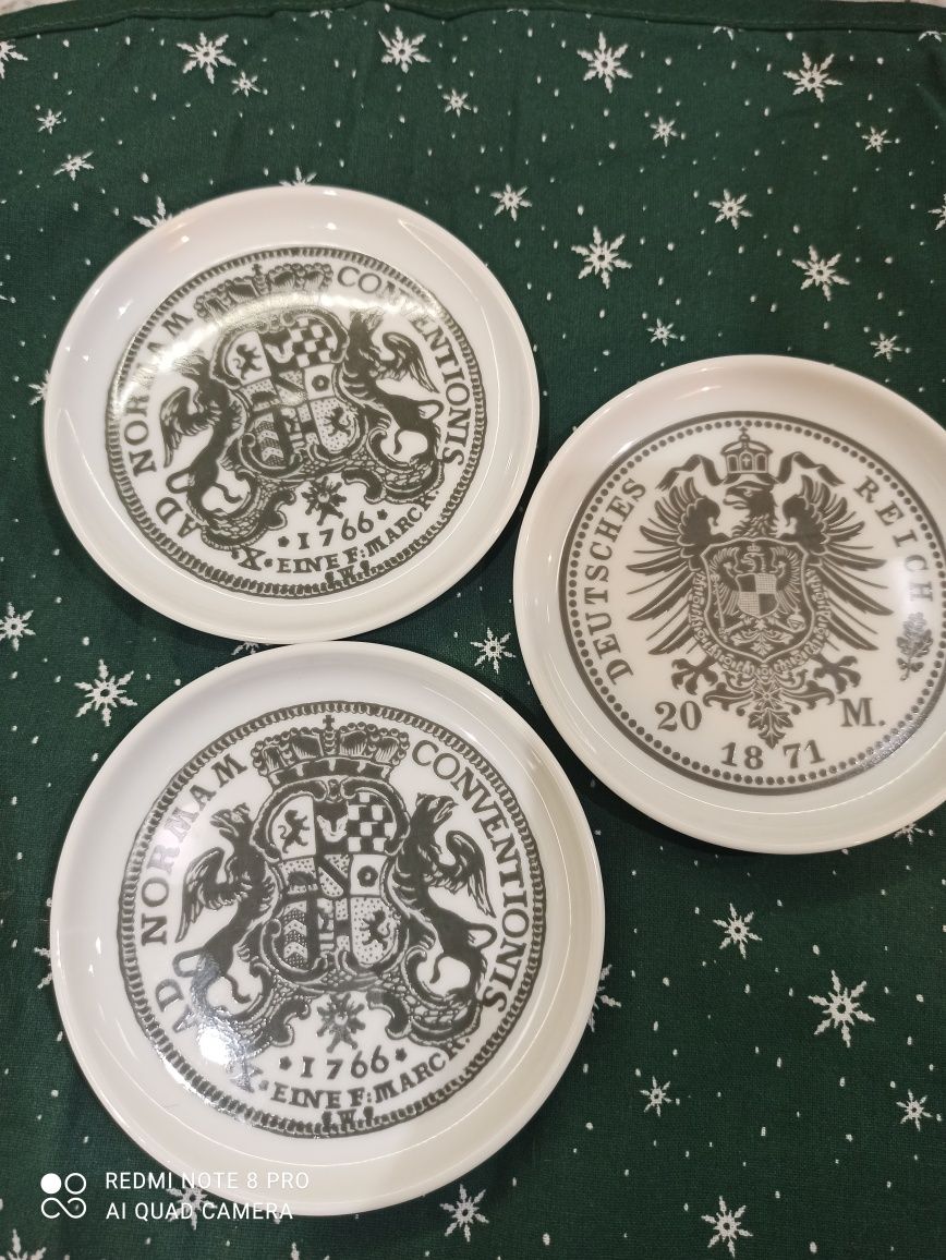 Porcelana monety Fürstenberg  3szt