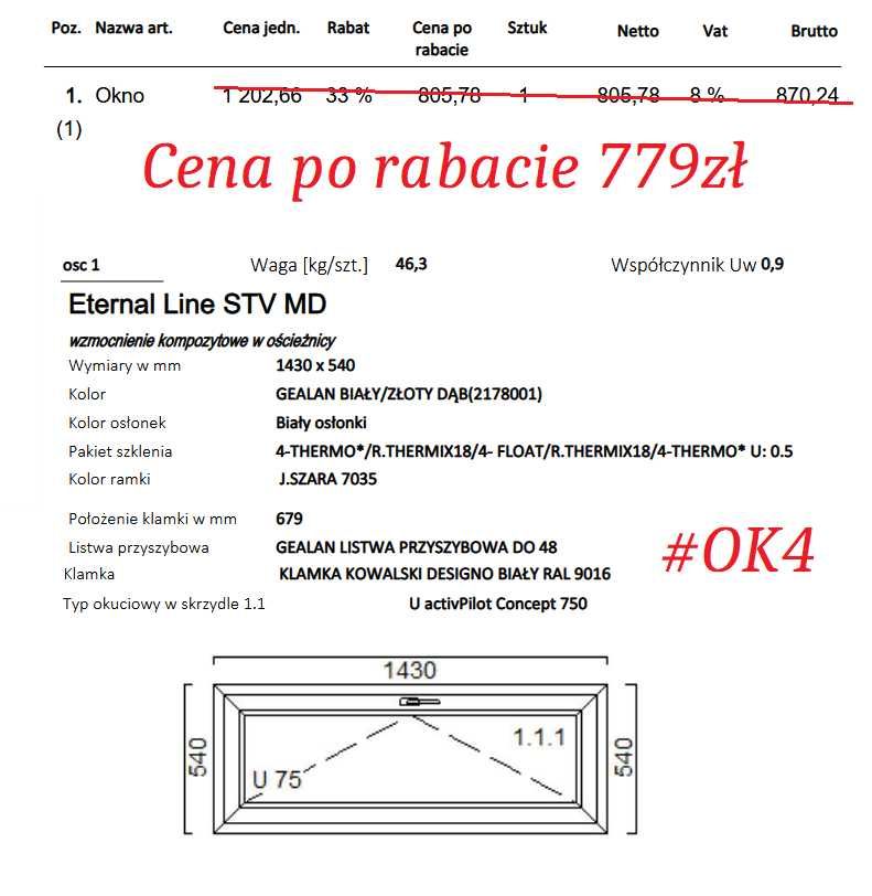 Okno Ethernal Line STV 1430 x 540