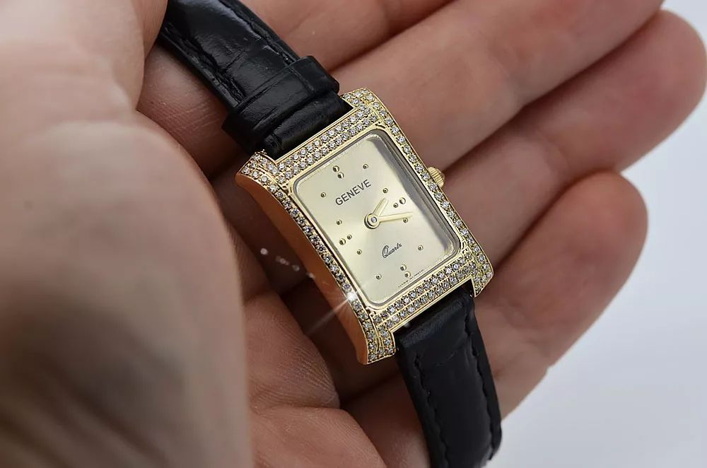 Złoty zegarek damski 14k z BRYLANTAMI 0.33ct Geneve lwd002ydy Poznań
