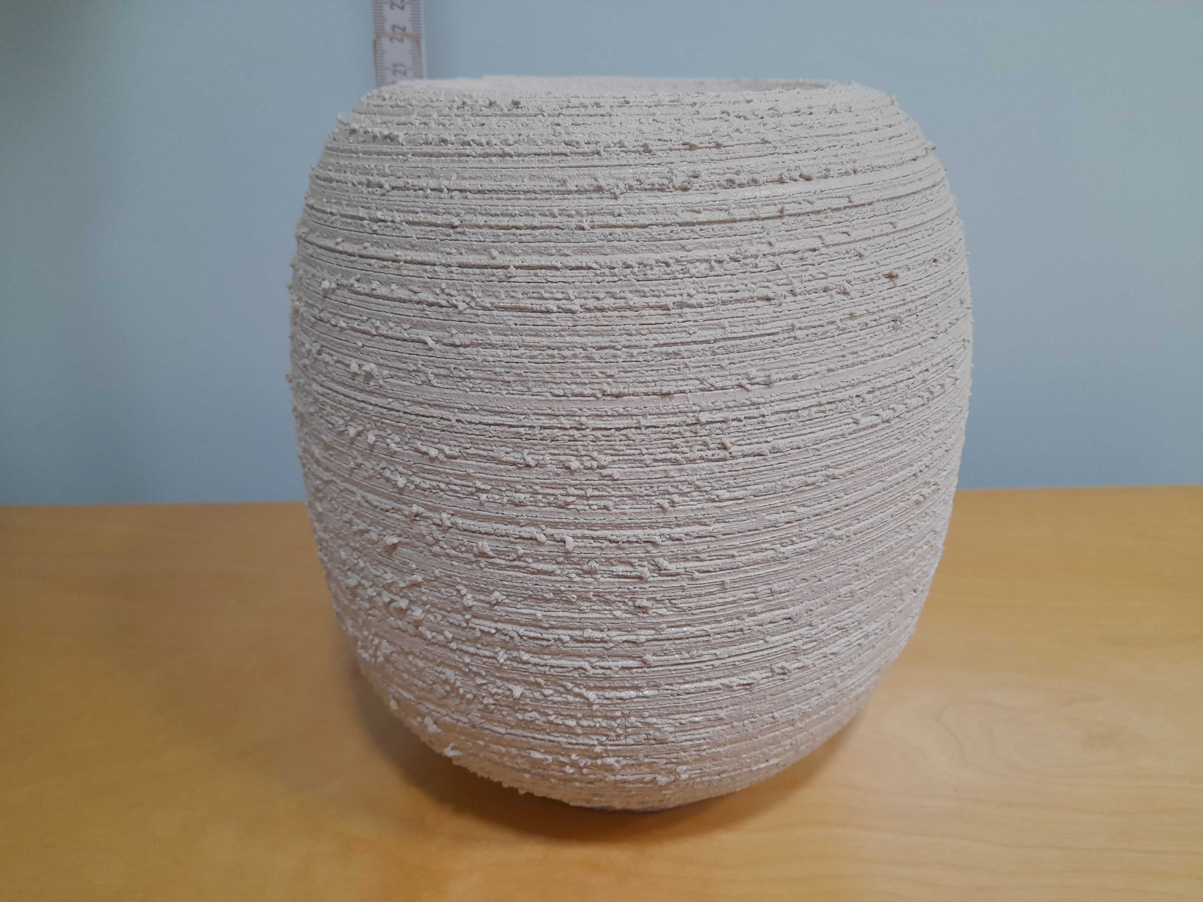 Ozdobny WAZON strukturalny ceramiczny surowy drapany loft wys.21 cm