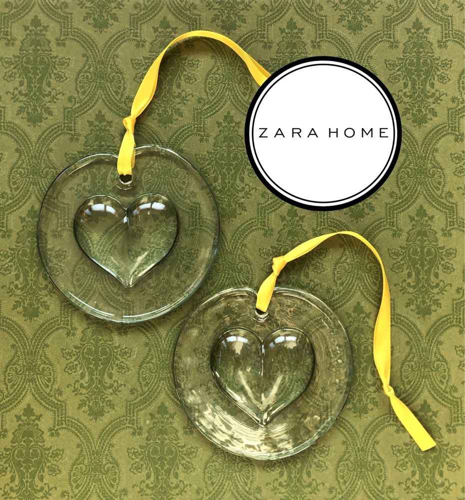 Dekoracja Zara Home zawieszki na okno szklane szkło serca 2 sztuki
