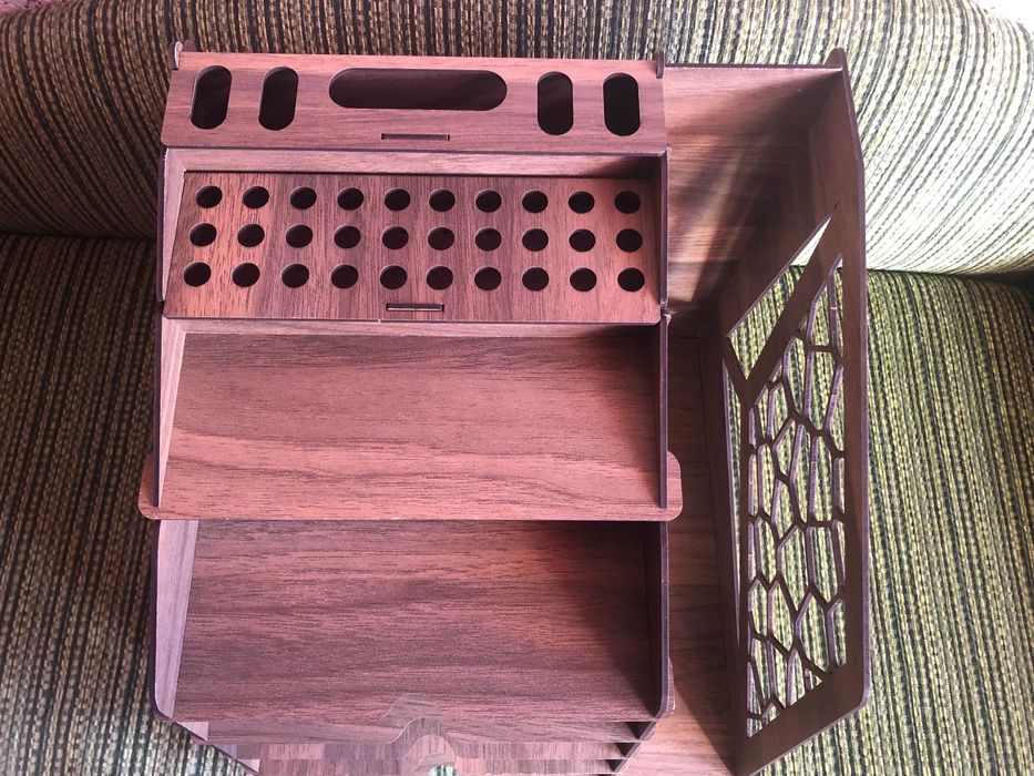 Organizer na biurko drewniany, przybornik