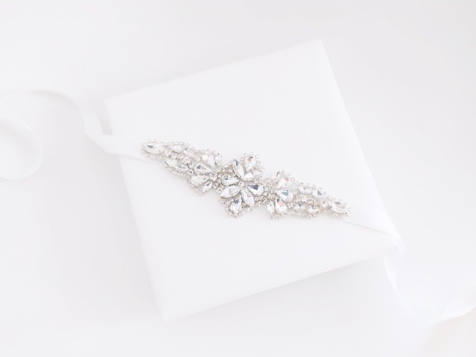 Pasek biżuteryjny AURELIA pas do sukni ślubnej wieczorowej kryształki