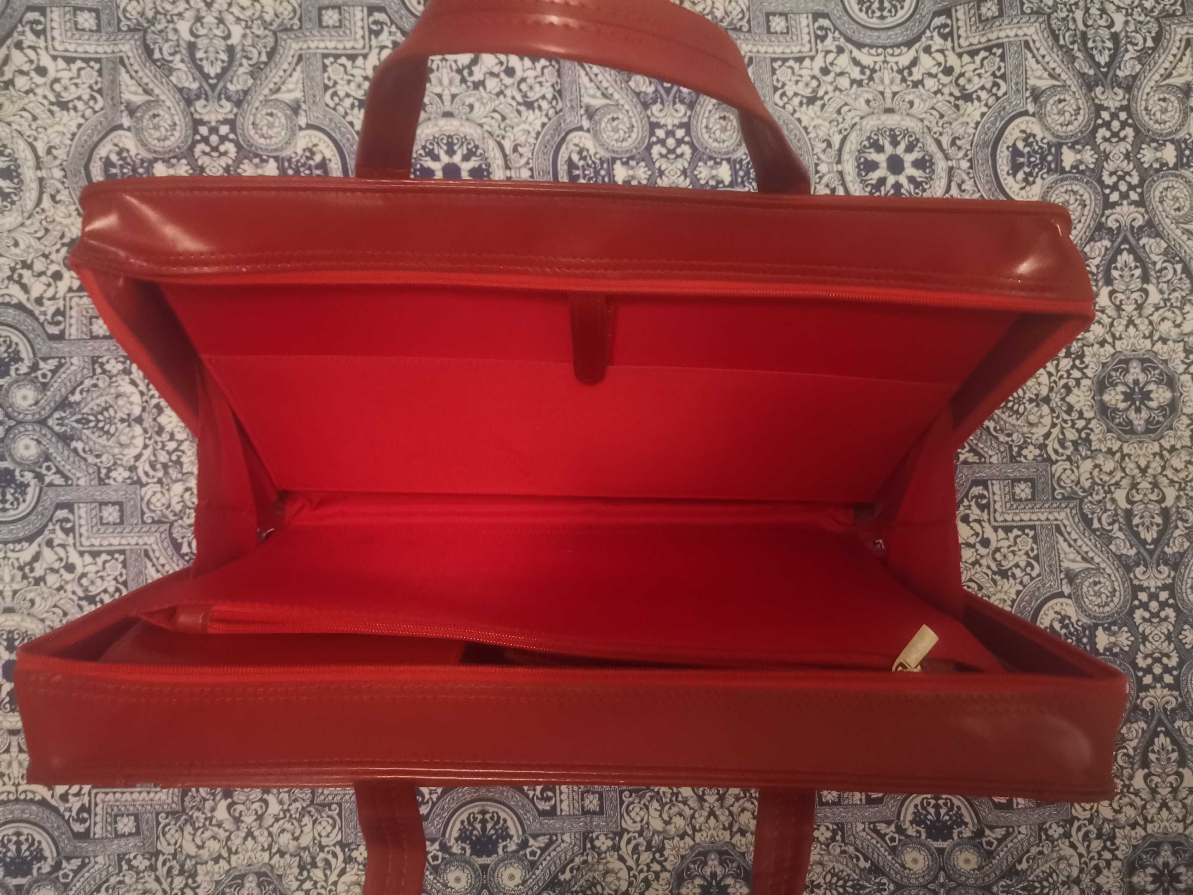 Torebka Teczka damska skórzana Ralph Lauren, lekka elegancka czerwień