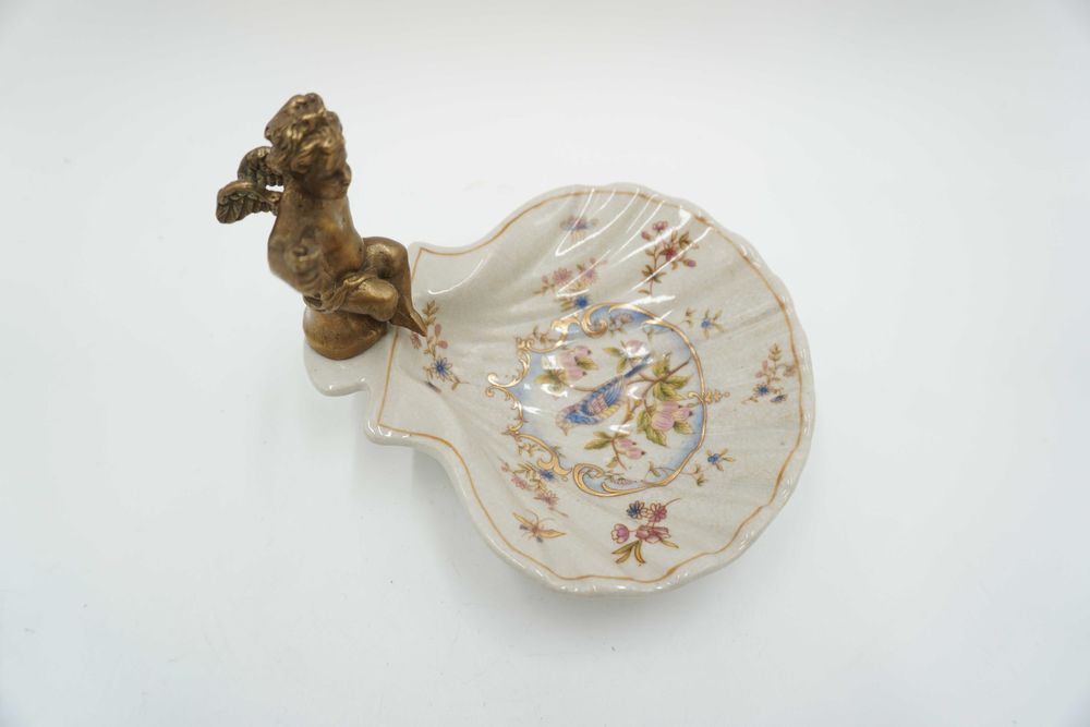 PIĘKNA mydelniczka -porcelana z brązem