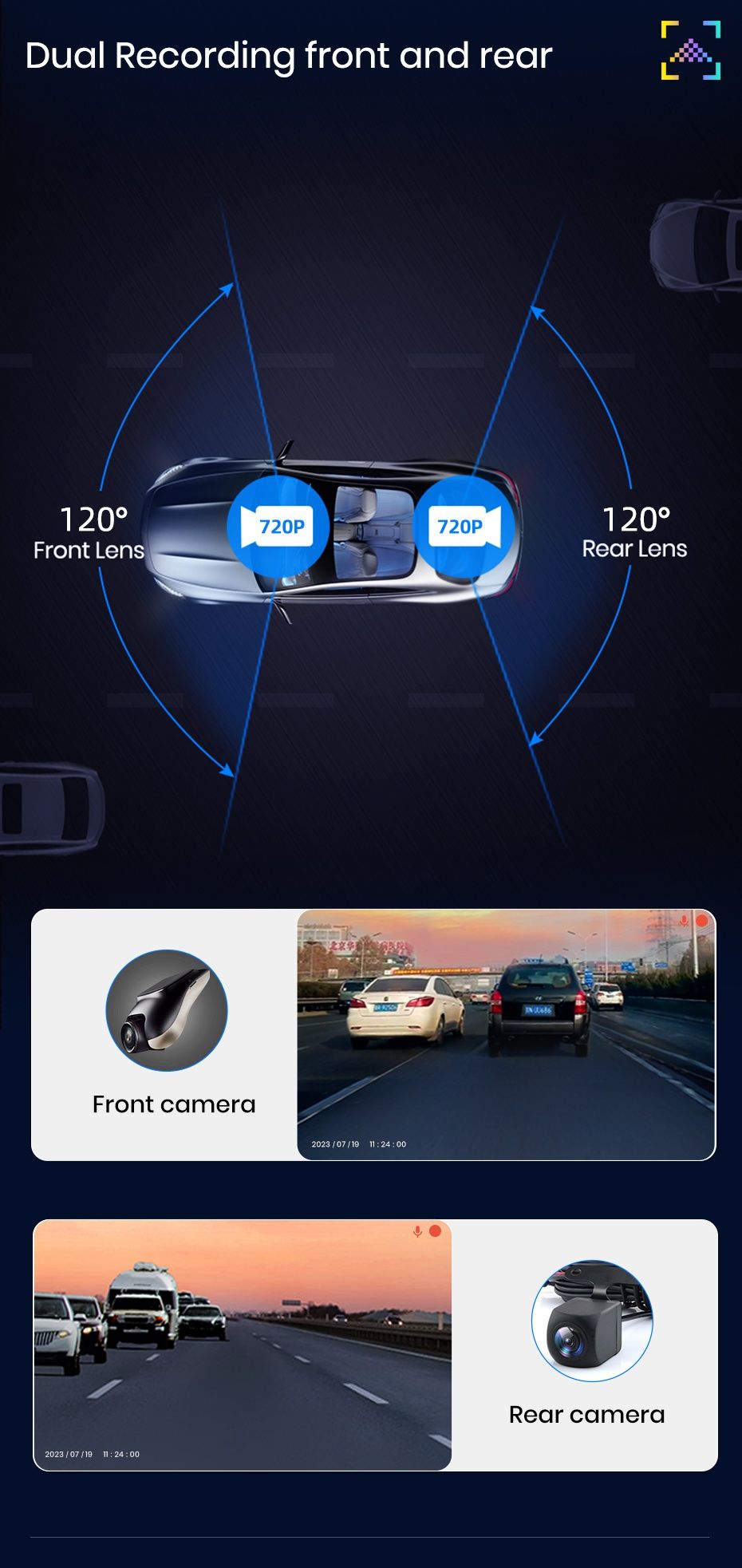 Kit Dashcam FullHD e câmara traseira ADAS Dupla gravação novo