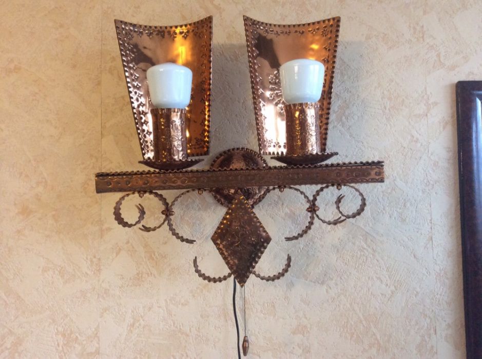 Podwójny kinkiet z litej miedzi, ręczna robota, kolekcja